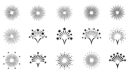Obraz premium Celebration Fireworks Explosive Display Vector Set