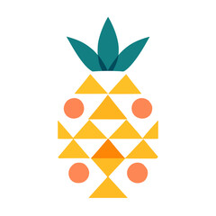 Abstract geometric pineapple vector icon made of simple triangles and circles, modern, trendy, for contemporary design.