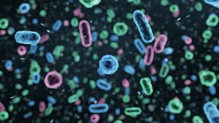Vibrant microscopic organisms including various bacteria viruses and cells float and multiply in a dark fluid representing complex biological processes and cuttingedge scientific research at a cellul. - Powered by Adobe