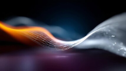 4K abstract technology and science background featuring a flowing wireframe mesh composed of intersecting geometric lines and curved grid structures. The surface appears dynamic an - Powered by Adobe