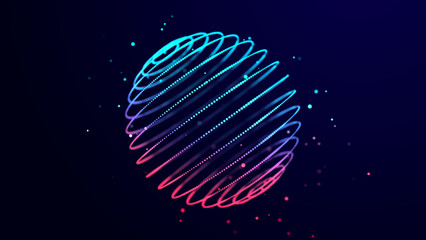 Abstract technology sphere with connecting dots, lines and triangles. Digital abstract network structure. 3D rendering.