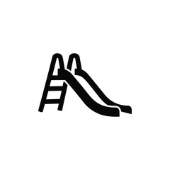 A simple black icon illustrating a children's playground slide for recreation and play area design.