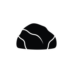 Minimalist black rock icon with white lines, representing a natural stone element