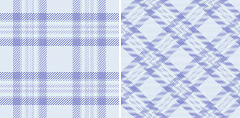 Vector plaid texture of tartan seamless fabric with a check textile pattern background. Set in sky colors. Fashion outfits for women.