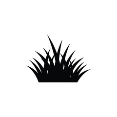 Simple black silhouette icon of a clump of grass isolated on a white background