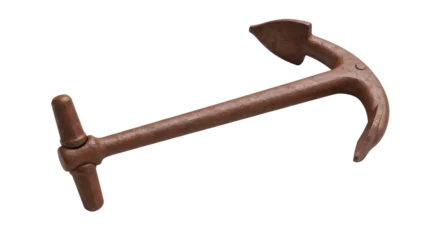 Fototapete Segeln Isolated rusty anchor, heavy nautical equipment for marine vessel sailing and mooring device  © Maelle