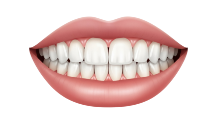 Isolated healthy teeth and lips of a smiling person in a relaxed pose, closeup view graphic
