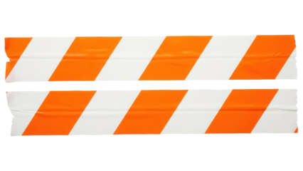 Isolated construction danger barricade tape with orange diagonal safety stripes for caution