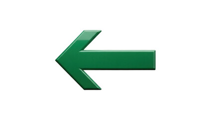 Isolated green arrow pointing left direction indicating guidance for navigation or choice