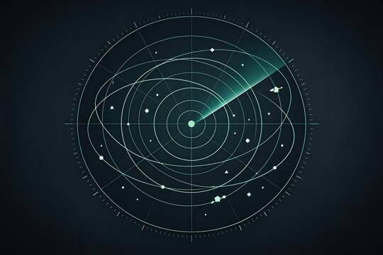 Geometric analysis of cosmic data visualization featuring circular radar design with distinct patterns representing celestial objects and dynamic movements