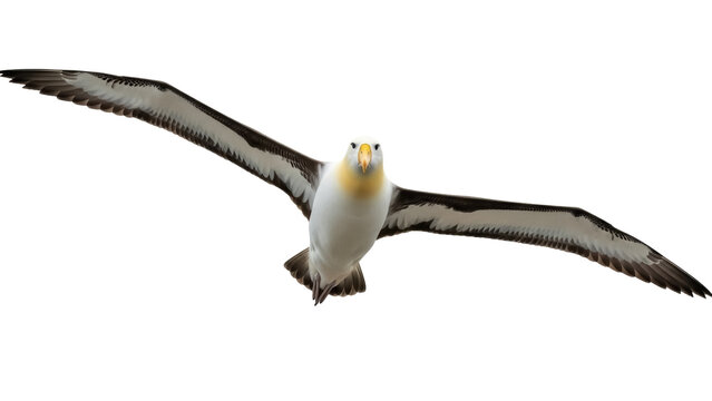 Isolated Southern Royal Albatross soaring majestically with extended wings, aerial mastery