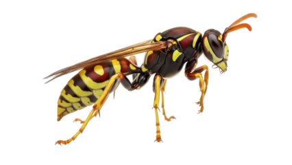 Isolated German Yellowjacket Insect Macro Close-up View, a Stinging Dangerous Pest Species