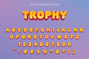 Trophy Text Font 3D Style Effect. Complete Set of Alphabet, Number and Symbol For Mobile Game and Fun Zone.