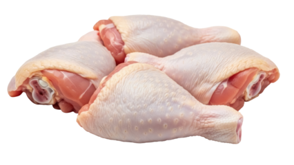 Isolated raw chicken legs uncooked poultry meat fresh food ingredient for cooking or meal prep
