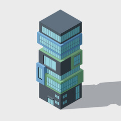 3D Modern Office Building Illustration.