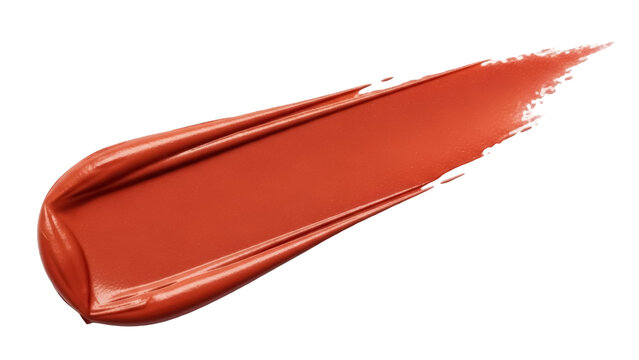 Isolated cosmetic paint stroke texture, bright orange, color swatch, vivid pigment, liquid paint