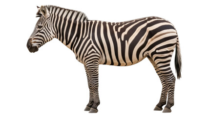 Fototapeta premium Isolated zebra standing still in full side profile, a striking African animal portrait