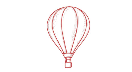 Obraz premium Sketch of a red hot air balloon on a black background