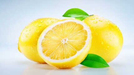Fresh lemon with bright flavorful slice vibrant yellow citrus fruit with its zestful segment