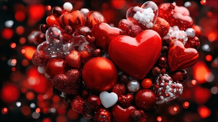 A collection of heart-shaped items in various shades of red, showcasing creativity and love, perfect for romantic occasions or artistic displays and decorations.