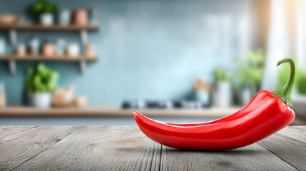 Red chili peppers lie on wooden table in kitchen vibrant red chili pods displayed on rustic wooden surface
