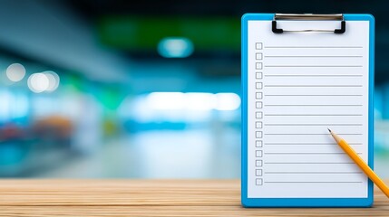 Clipboard with pencil ready for notes stationery items prepared for writing or sketching