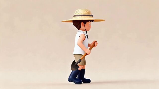 Cartoon farmer with shovel