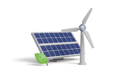 Renewable energy sources solar panel and wind turbine