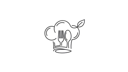 Elegant line art logo combining culinary artistry with fresh, organic ingredients for healthy dining