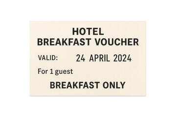 Hotel breakfast voucher for one guest traveling