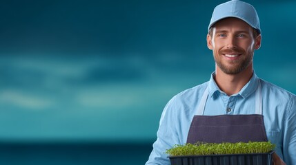Man holds pot displaying plant individual holds plant in pot with care man holds