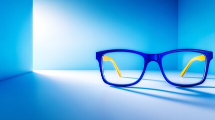 Glasses rest on table surface eyewear accessory placed on polished tabletop glasses