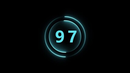 Neon Circle With Number 97 On Dark Background ninety seven digit