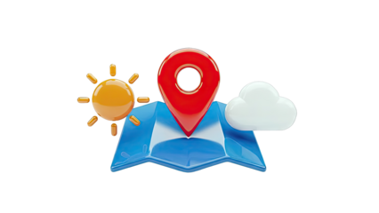 3D Map with Weather Icons: Location and Forecast