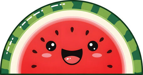 Cartoon Watermelon Slice with Happy Face.