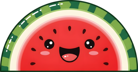 Cartoon Watermelon Slice with Happy Face.