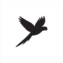 Obraz premium Silhouette flying parrot macaw in flight vector illustration