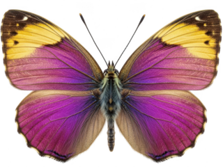 Purple and yellow butterfly isolated on transparent background isolated on transparent background