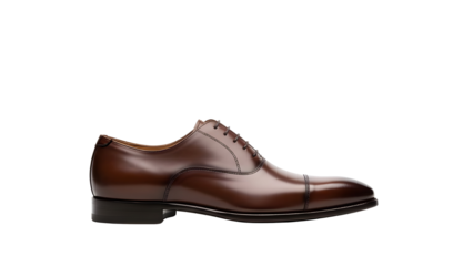 Brown Leather Men's Oxford Cap-Toe Dress Shoe Product Shot Isolated on White Background