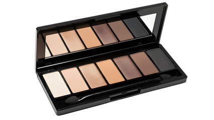 Open Neutral Nude Eyeshadow Palette Product Shot with Mirror and Applicator