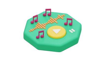 Isolated music player or application with play button and pause buttons, music equalizer