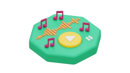 Isolated music player or application with play button and pause buttons, music equalizer