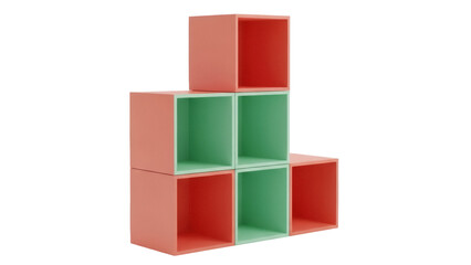 Naklejka premium Isolated modular cubbies create a modern and colorful storage system in red and green with pastel tones