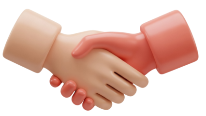 Isolated 3D rendering of a handshake between two people in cooperation, trust, and success
