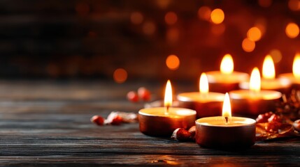 A collection of flickering candles creates a warm and inviting ambiance, perfect for relaxation and contemplation, illustrating the beauty of soft, intimate lighting.