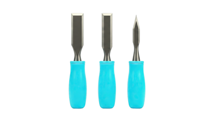 Three Chisels on White Background