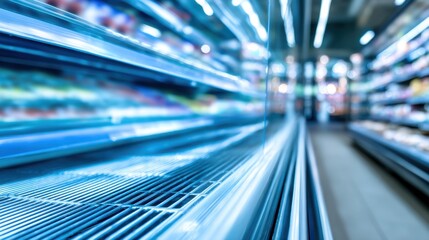 Climatecontrolled merchandise center in medium shot featuring specialized refrigeration units with cooling vents in crisp detail and outoffocus storage racks.