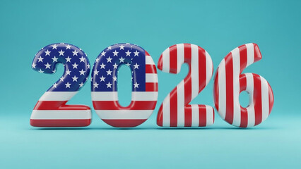 Celebrating the Year 2026 with a Patriotic American Flag Theme, Representing National Pride and Future Aspirations