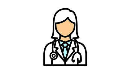 Fototapeta premium A smiling cartoon character of a professional medical worker in a hospital office holding a syringe and stethoscope to provide health care for a child or businessman