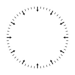 Minimalist Clock dial watch face illustration and clockwise arrows Vector illustration